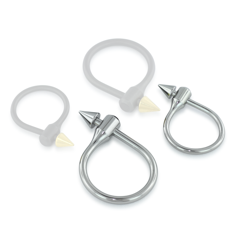 2 Titanium Illusion Rings with stainless steel cones