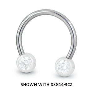 16-gauge threadless titanium circular barbell with cubic zirconia faceted gem ends