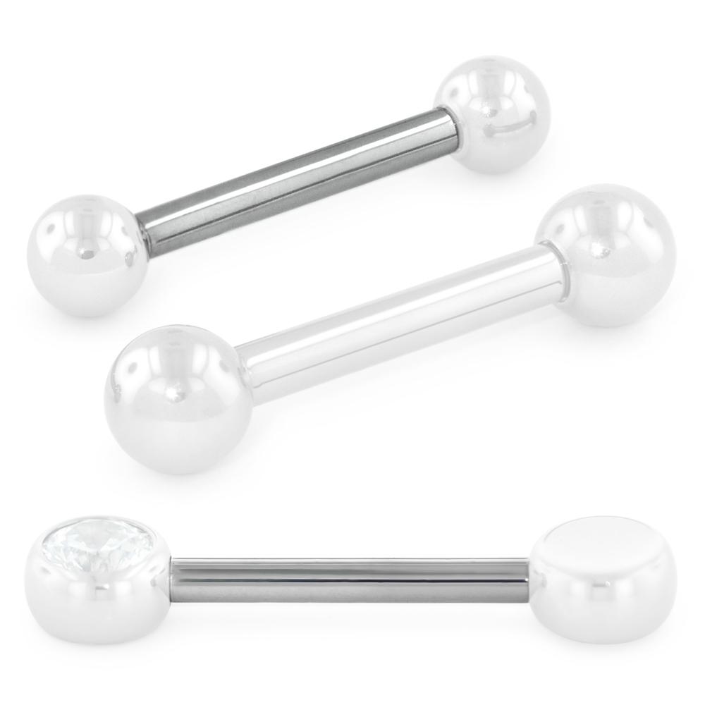 Two 14-gauge threadless titanium nipple bars.