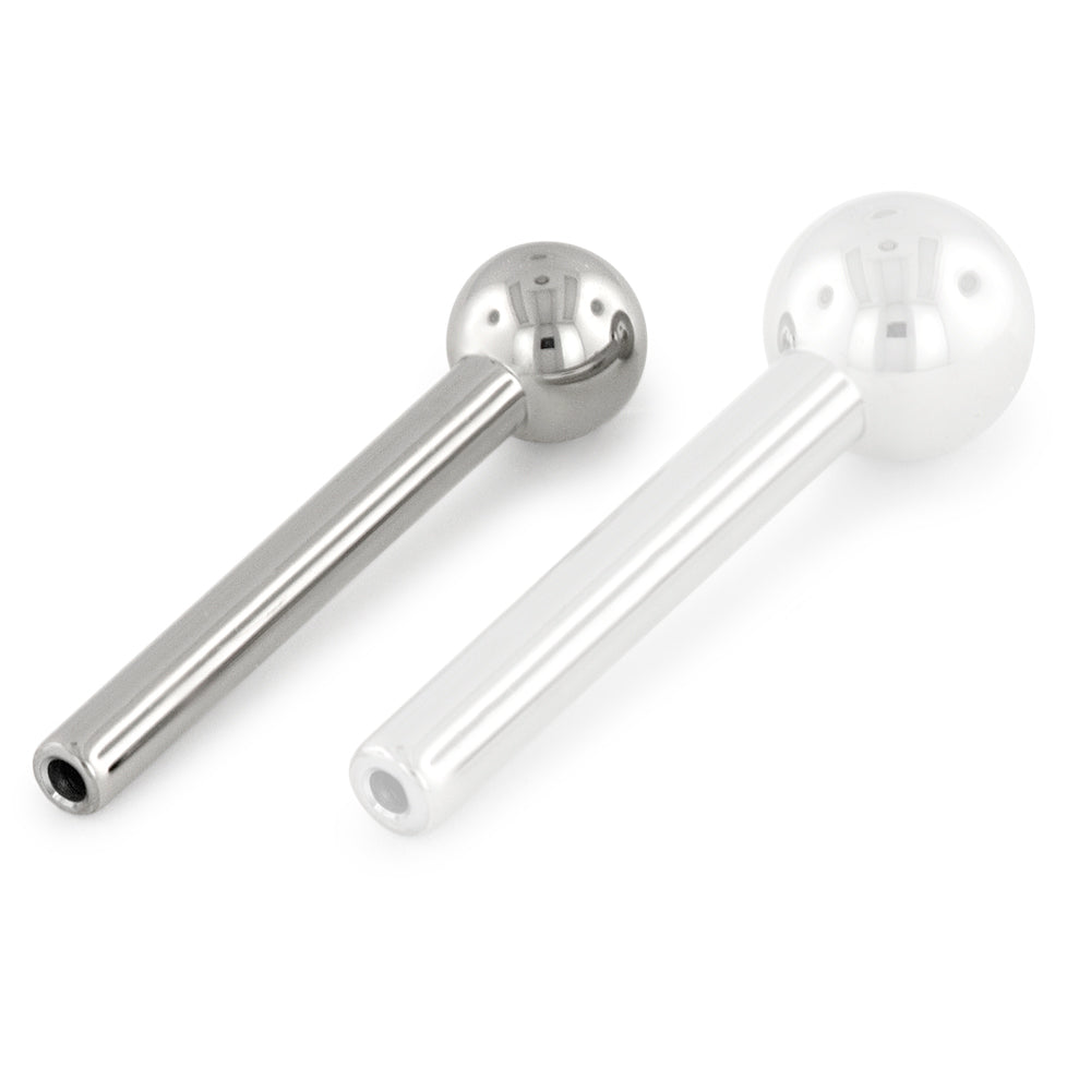 18-gauge threadless titanium barbell with titanium ball end